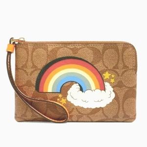 Coach Signature Canvas w/ Rainbow Wrislet NWT